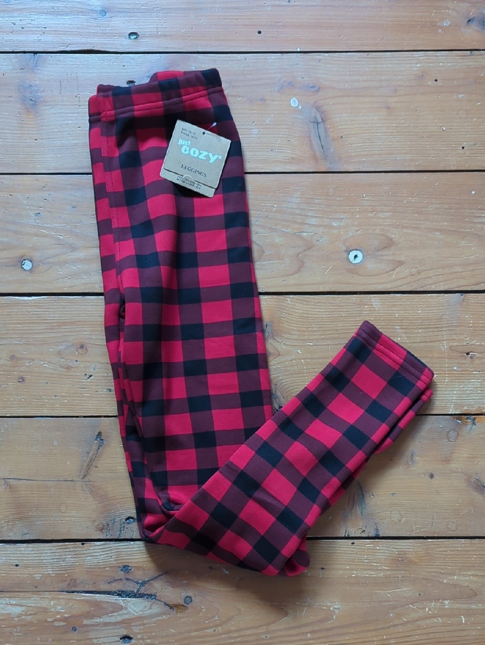 204-**NWT**Just Cozy Buffalo Pattern Leggings Lined With Faux Fur